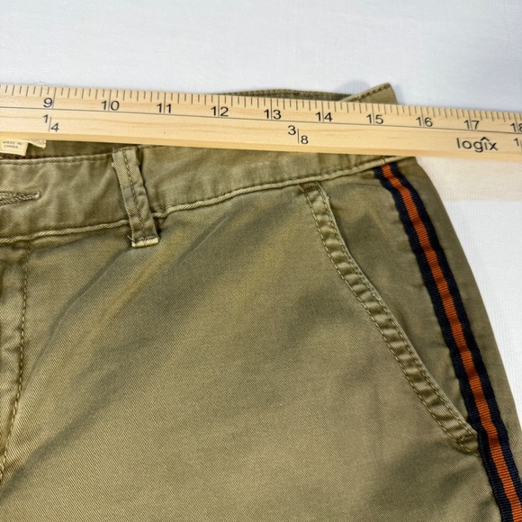 Anthropologie Chino Relaxed Olive Green Cropped Pants Side Stripe‎ 28 - Picture 7 of 16